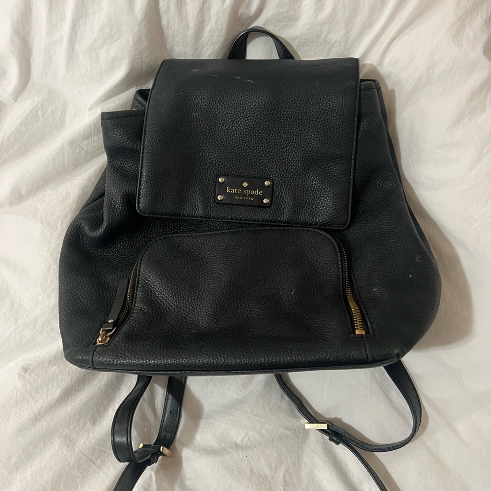 Kate Spade Black Leather Backpack